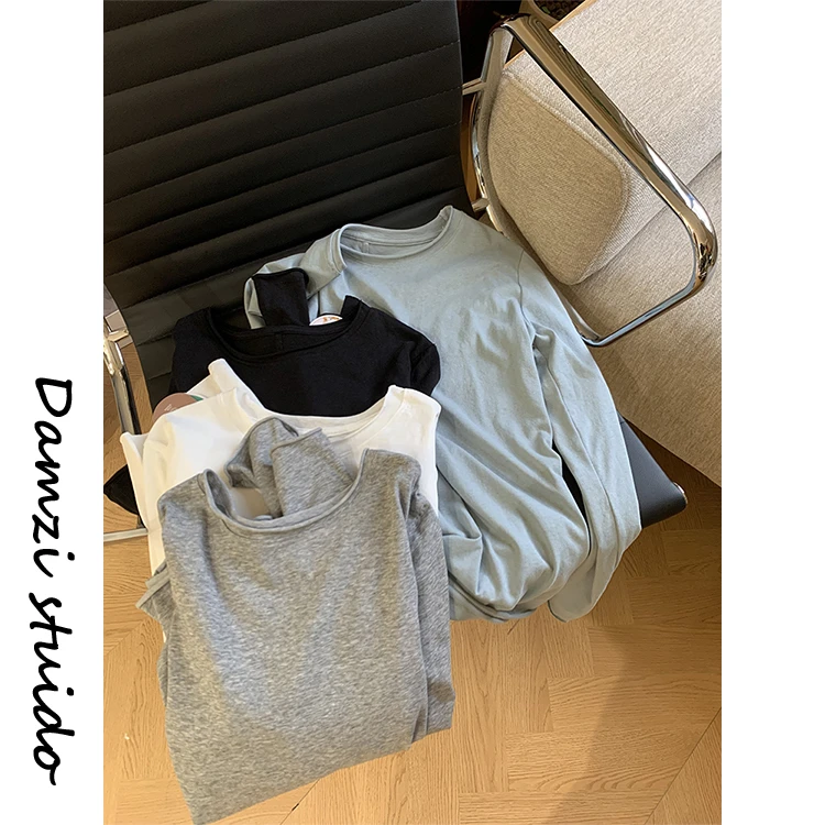 DA麦子 自在T 净版显瘦的卷边长袖T恤 MZ2064自在T