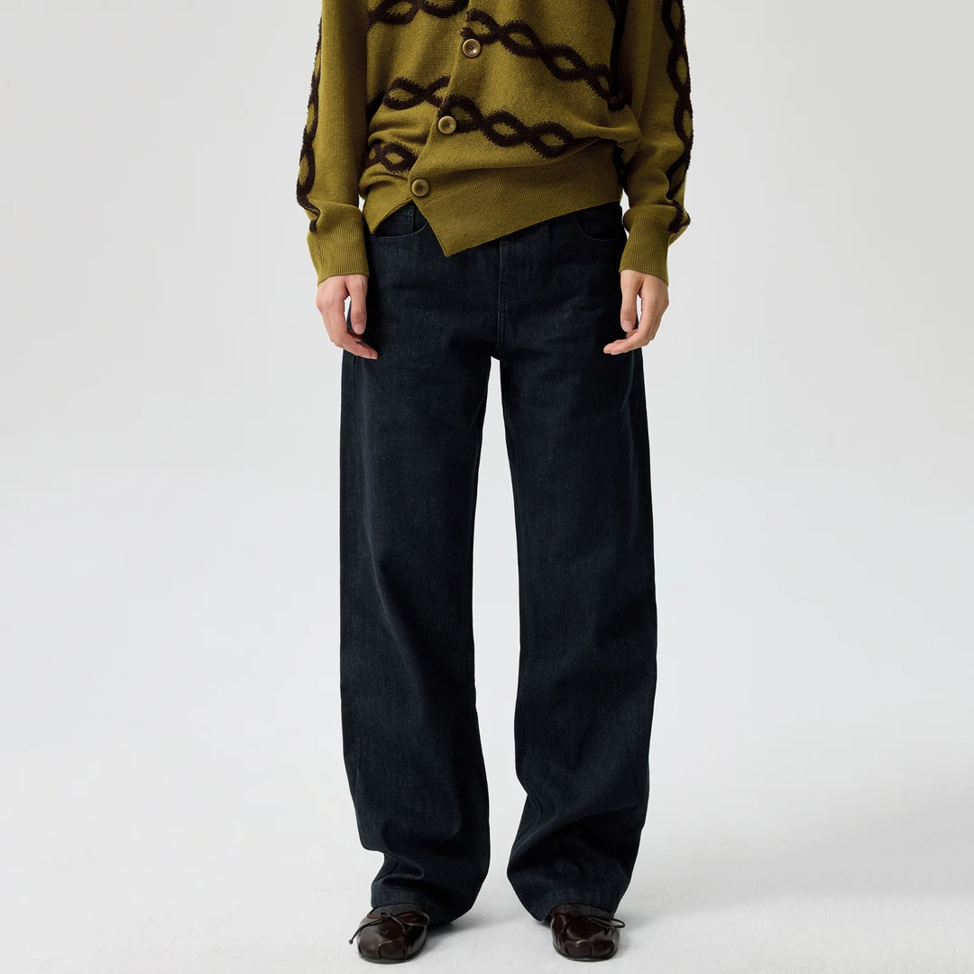 SimpleProject*Raw Selvedge Jeans-Woman女款原色深蓝直筒牛仔裤