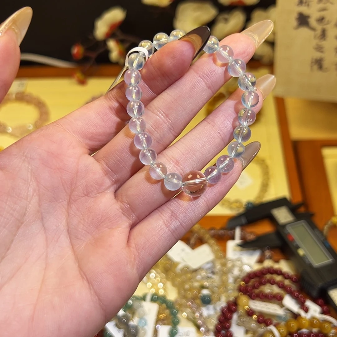 水晶手链银S925镶嵌T-蓝2030