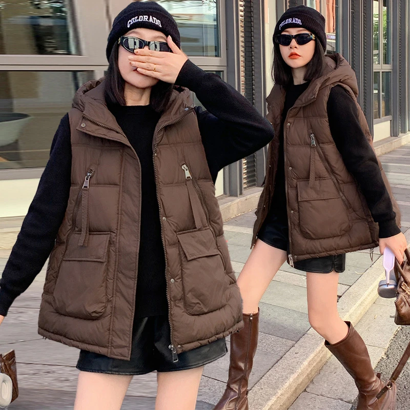热卖欧韩外贸马甲女秋冬新中长款外穿宽松大码200斤百搭无