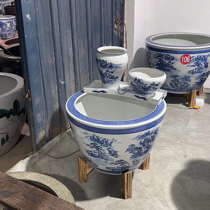 巧***.景德镇陶瓷鱼缸直径62高度42