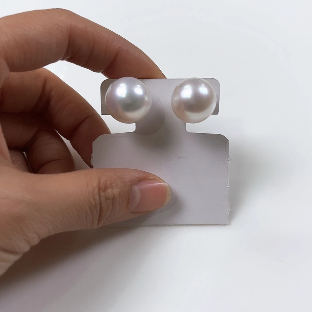 海水珍珠耳饰18K金镶嵌光*澳白14-6-15