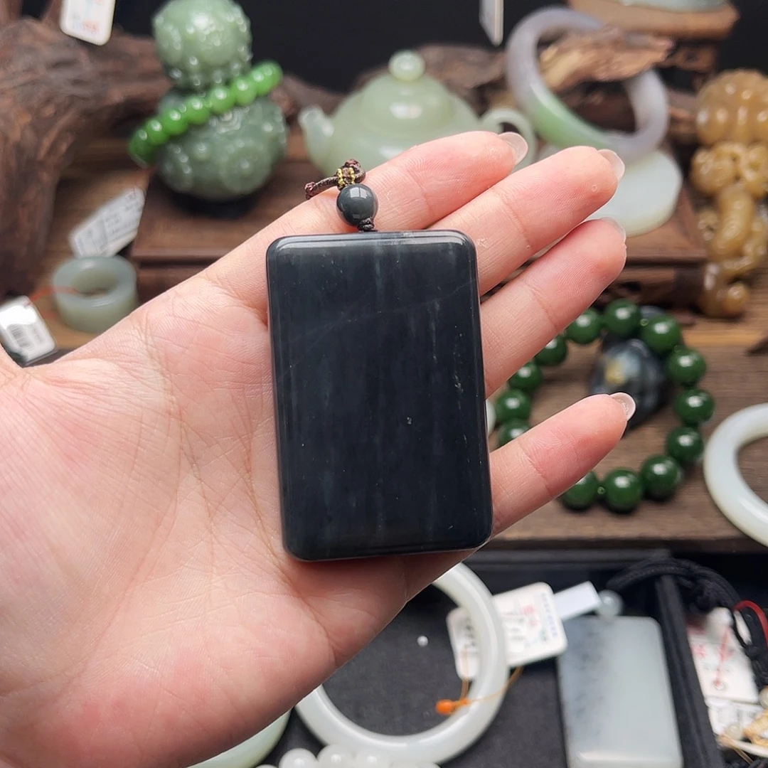 和田玉未镶嵌吊坠(不含链)若羌毛毛矿青花牌 820672