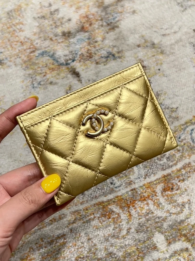 99新 Chanel/香奈儿 香槟金卡包 7.5cm 30开 14931985