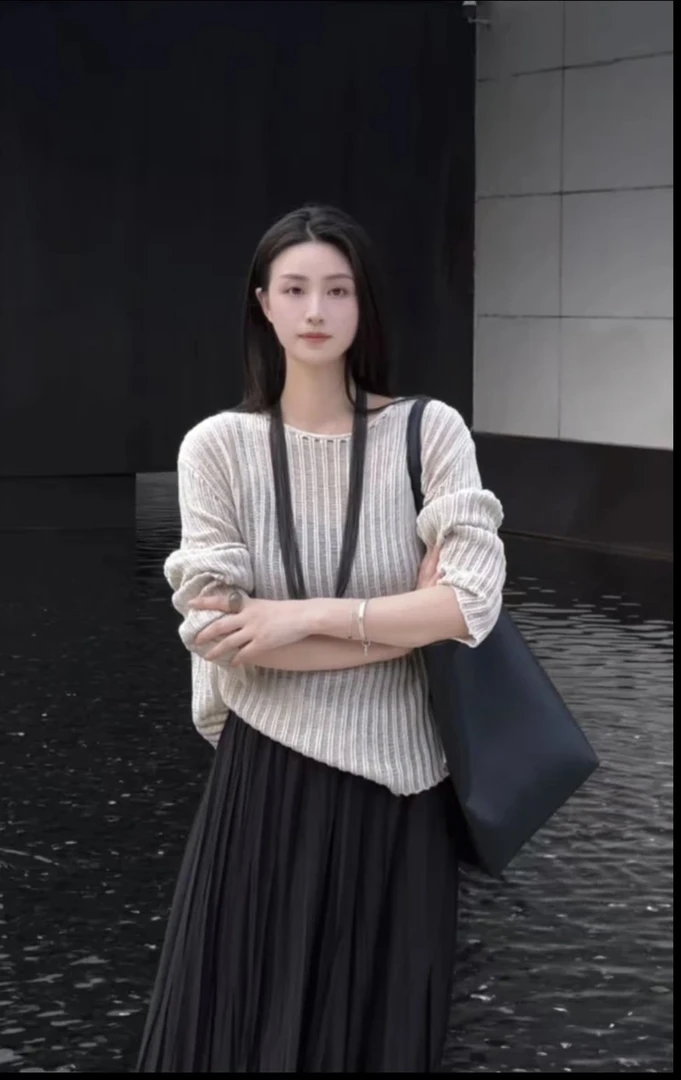 新秋编码链接宽松慵懒风针织衫防晒镂空服饰