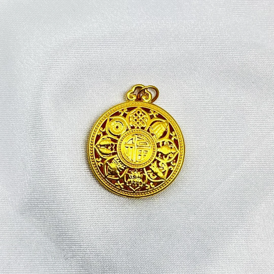 足金饰品/吉祥八宝罗盘圆扣/0.94/1B5E0928/Q