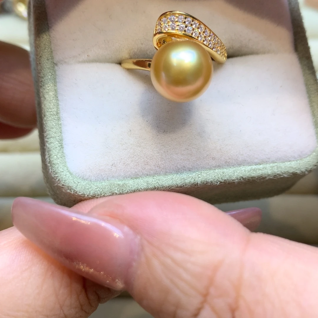 银S925镶嵌戒指海水珍珠