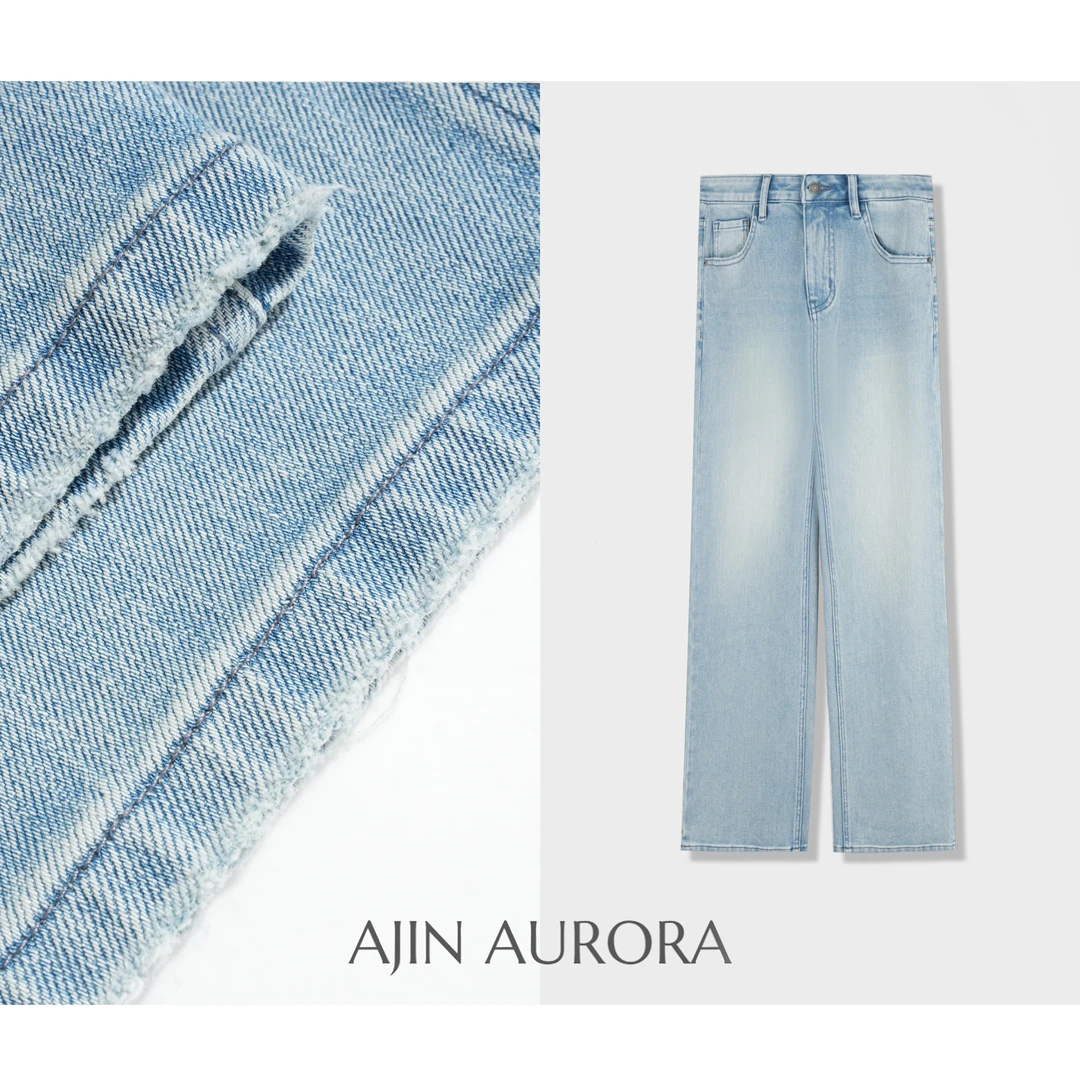 6032【艳若桃李】裤王春夏新款直筒阔腿牛仔裤女高腰显瘦百搭裤子