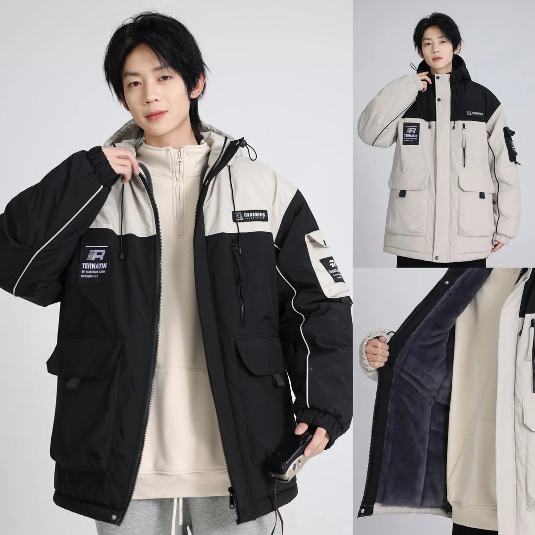 t【派克服】青少年加绒外套三防加厚保暖工装风棉服外套初中高中生