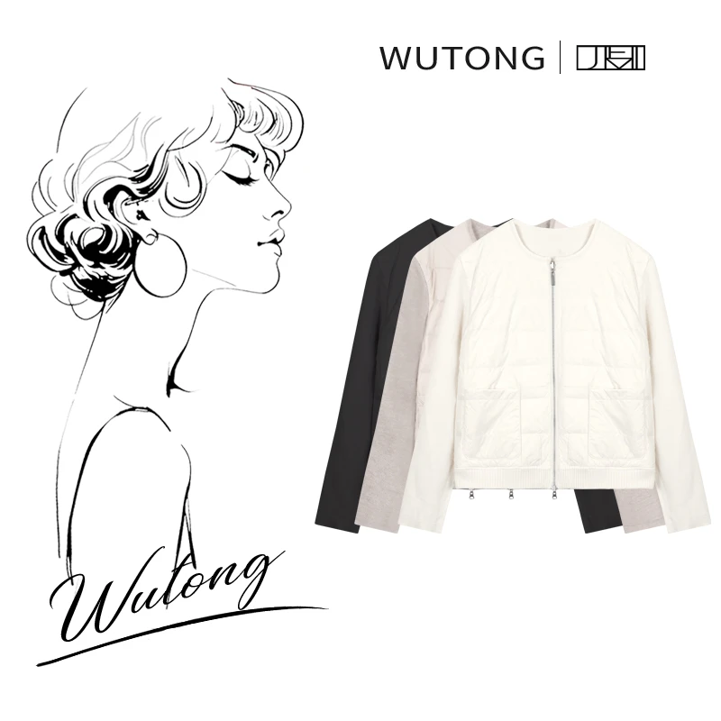 【梧桐-UU】圆领时尚设计师针织羊毛鹅绒服外套W58WT6229