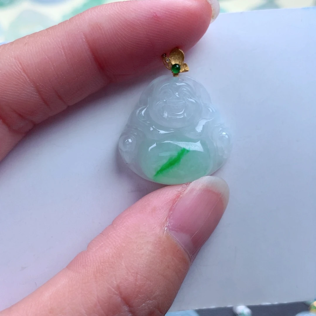 翡翠吊坠(不含链)18K金镶嵌神*果