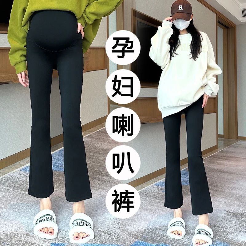 春秋季显瘦孕妇微喇叭裤鲨鱼裤秋冬款时尚外穿显瘦加绒九分裤子