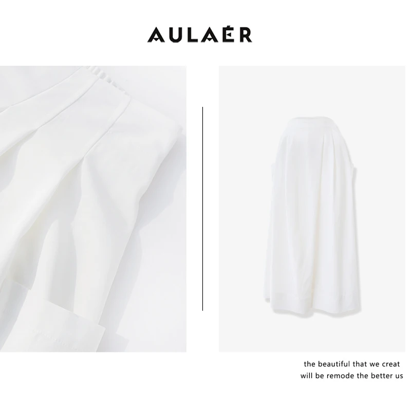 AULAER/澳拉尔【可可专属】酷飒极简斜襟压褶裙裤ALE451174