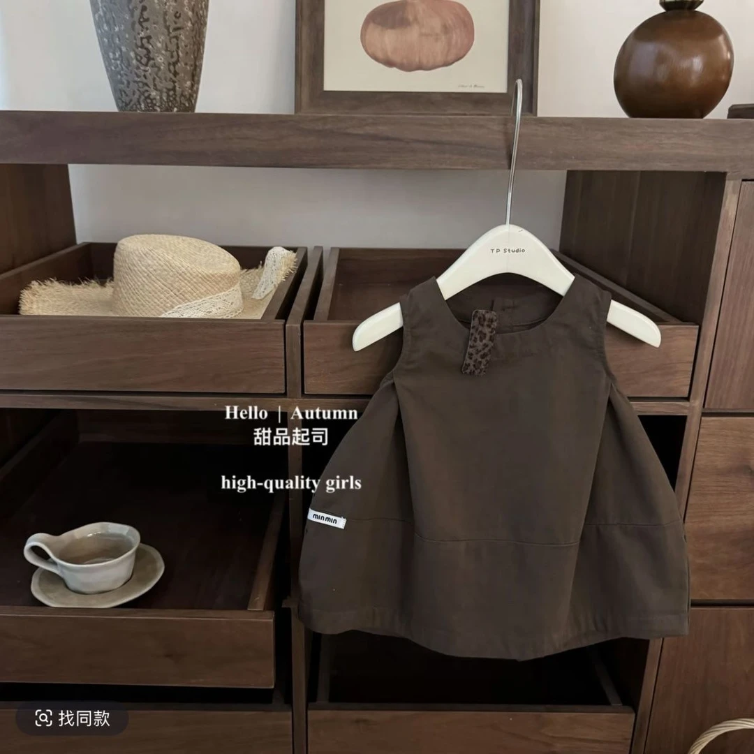 女宝宝韩系花苞背心裙儿童韩版坑条打底衫春秋洋气长袖女童套装潮