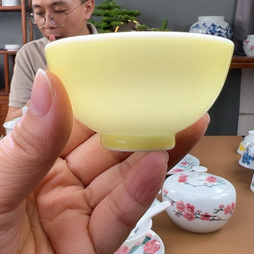 单色釉柠檬黄一口杯杯