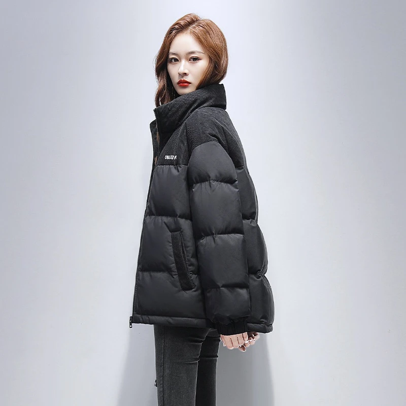 24年新款灯芯绒棉服春秋季男女同款立领宽松显瘦拼接保暖外套