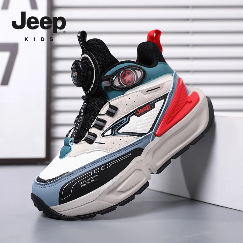 jeep男童旋转纽运动鞋秋季儿童鞋子防滑软底中大童厚底防滑跑步鞋