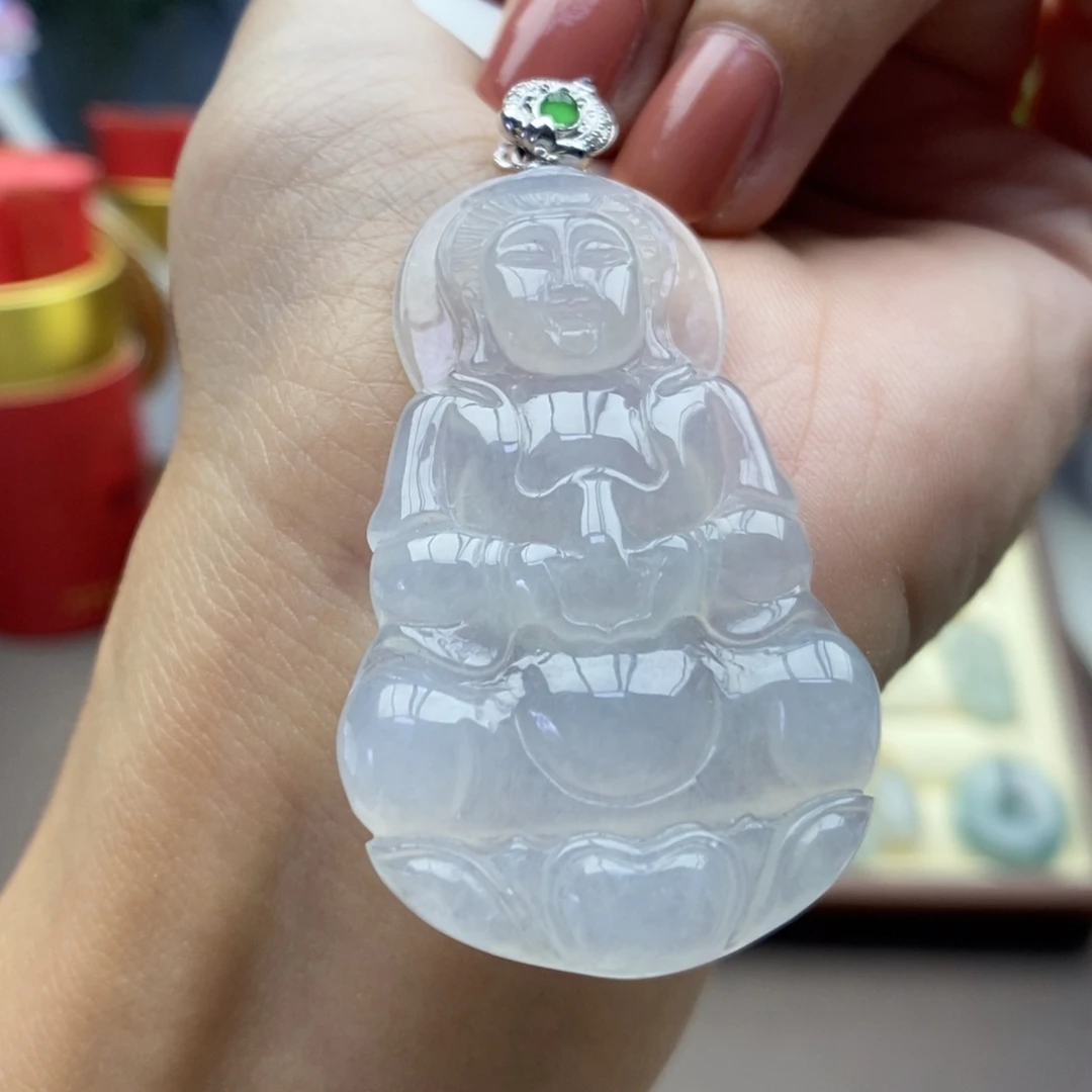 翡翠18K金镶嵌颈饰吊坠28