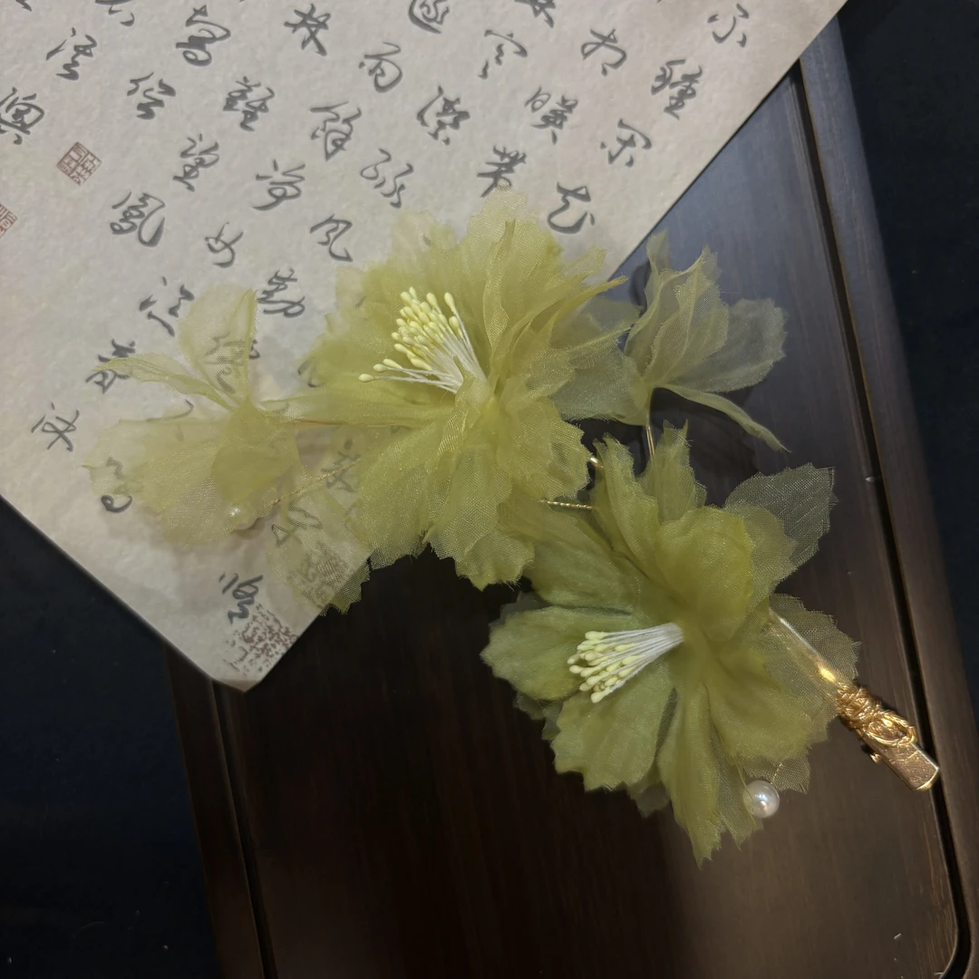 【云鬓花颜阁烫花发夹】柳烟新中式汉服旗袍纯手工烫花古风发饰B162