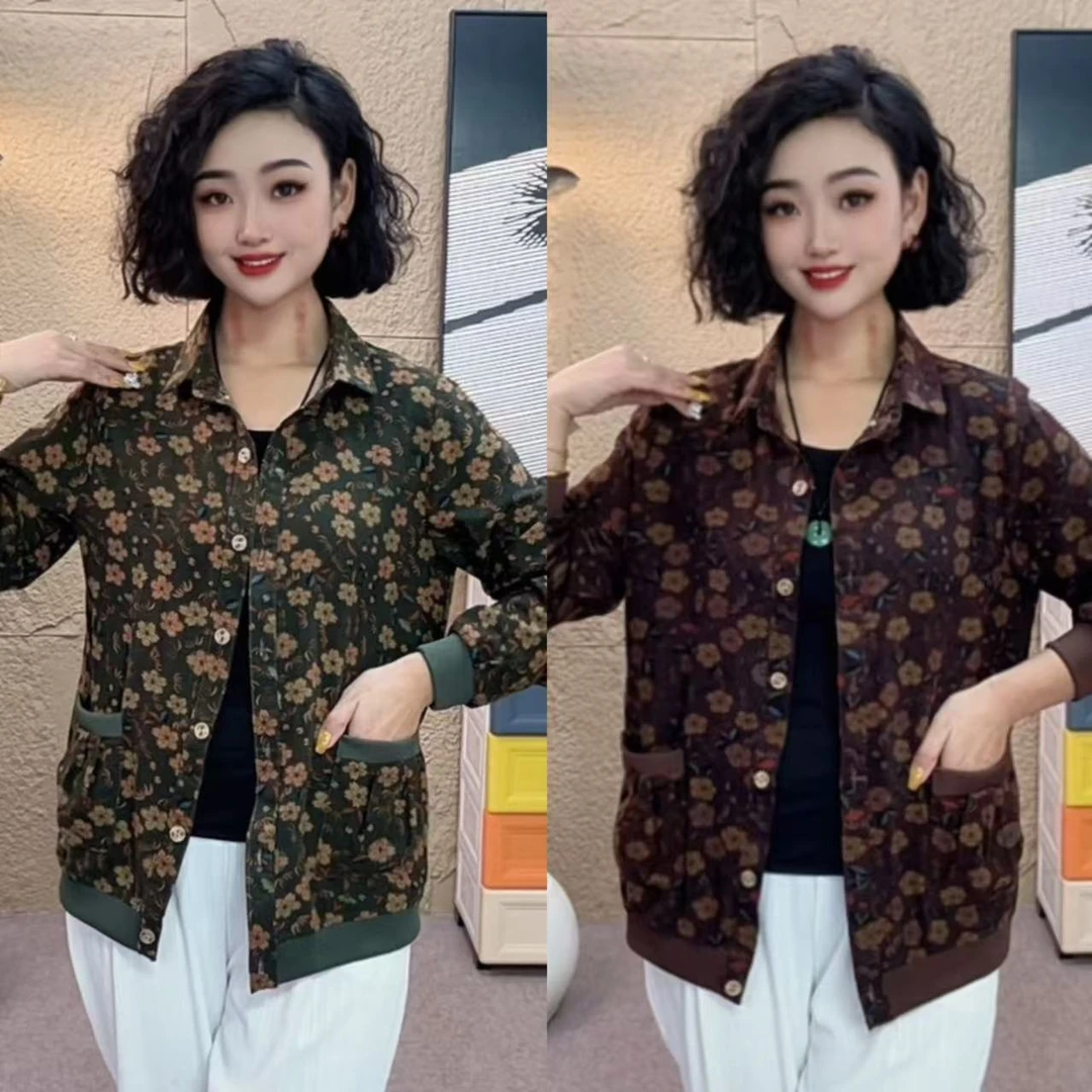 夏季新款百搭休闲气质网红妈妈装小碎花外套YL