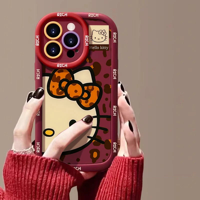 豹纹kitty猫适用苹果16promax手机壳iphone15/14硅胶13泡芙壳1211