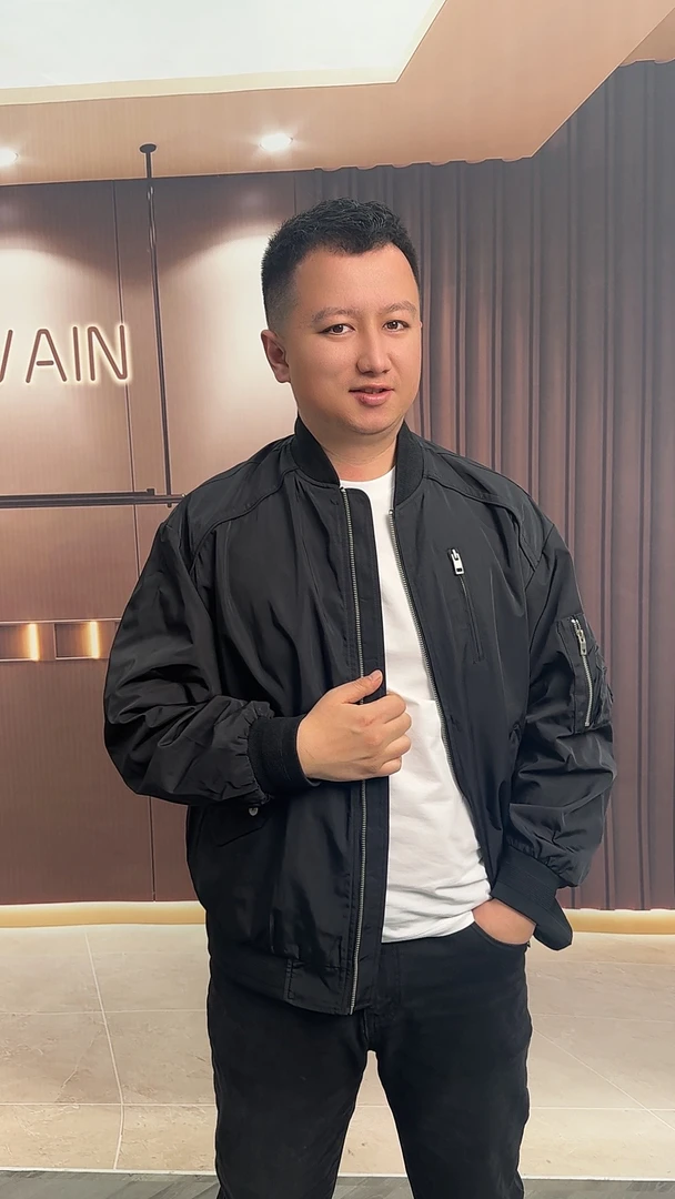 本布下摆拉链男秋季嘻哈立领夹克春秋上衣时尚男款运动春季