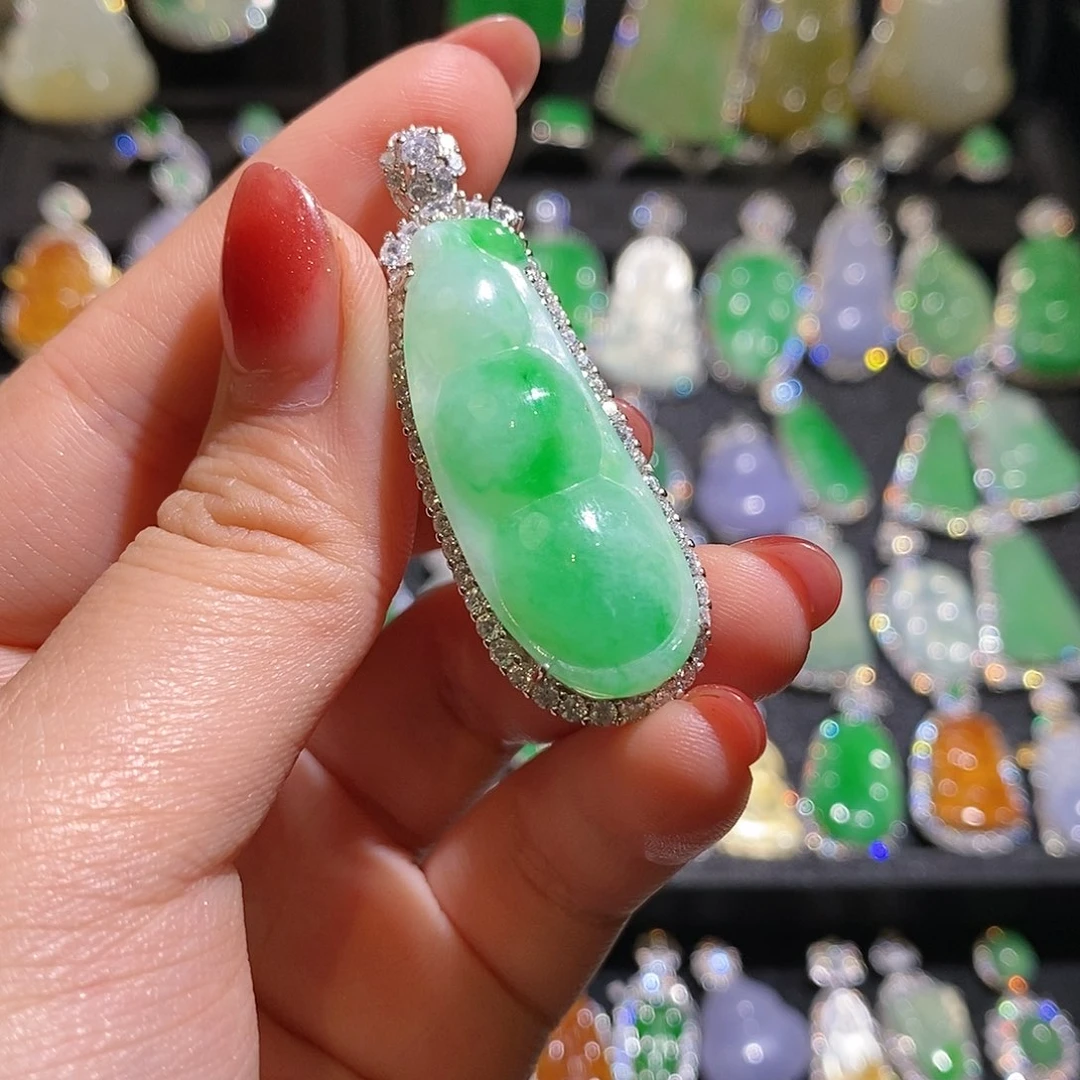 颈饰银S925镶嵌翡翠天然翡翠