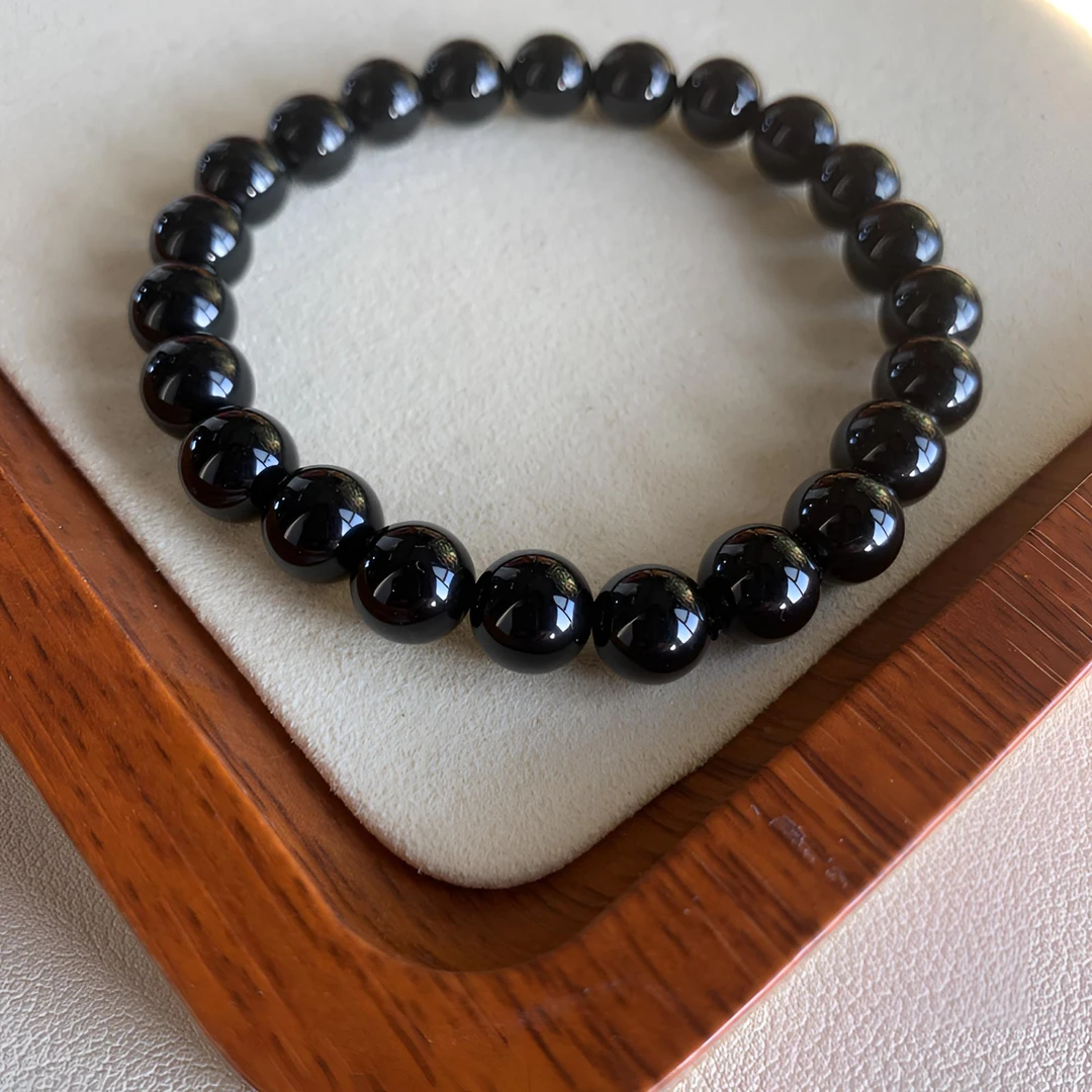 天然正品黑曜石手串8mm男款女款情侣礼物时尚百搭