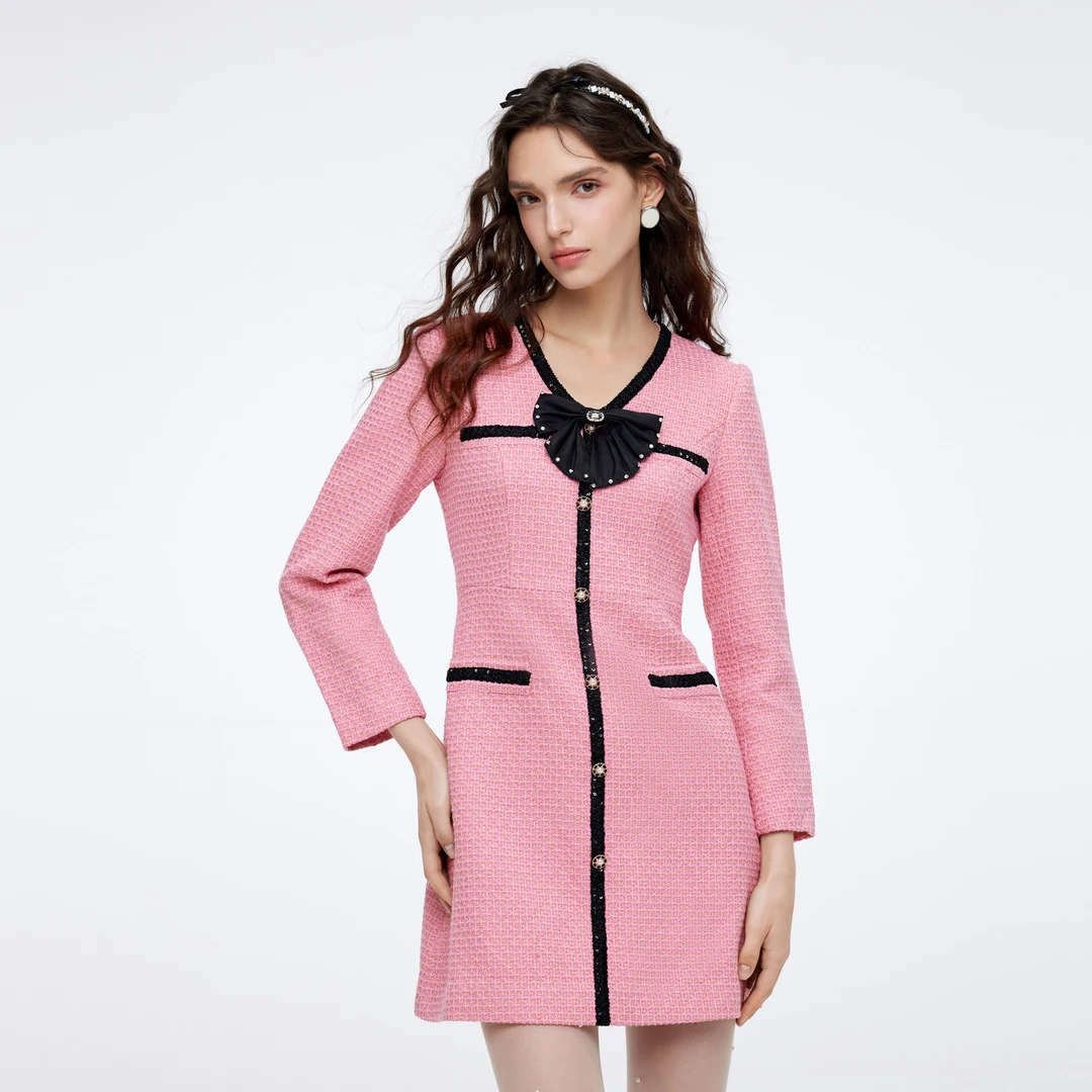 missCOCOON蝴蝶结小香风连衣裙0175