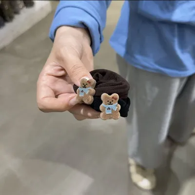 早秋可爱喷绒小熊头绳基础百搭耐用韩系不伤发皮筋发圈26914