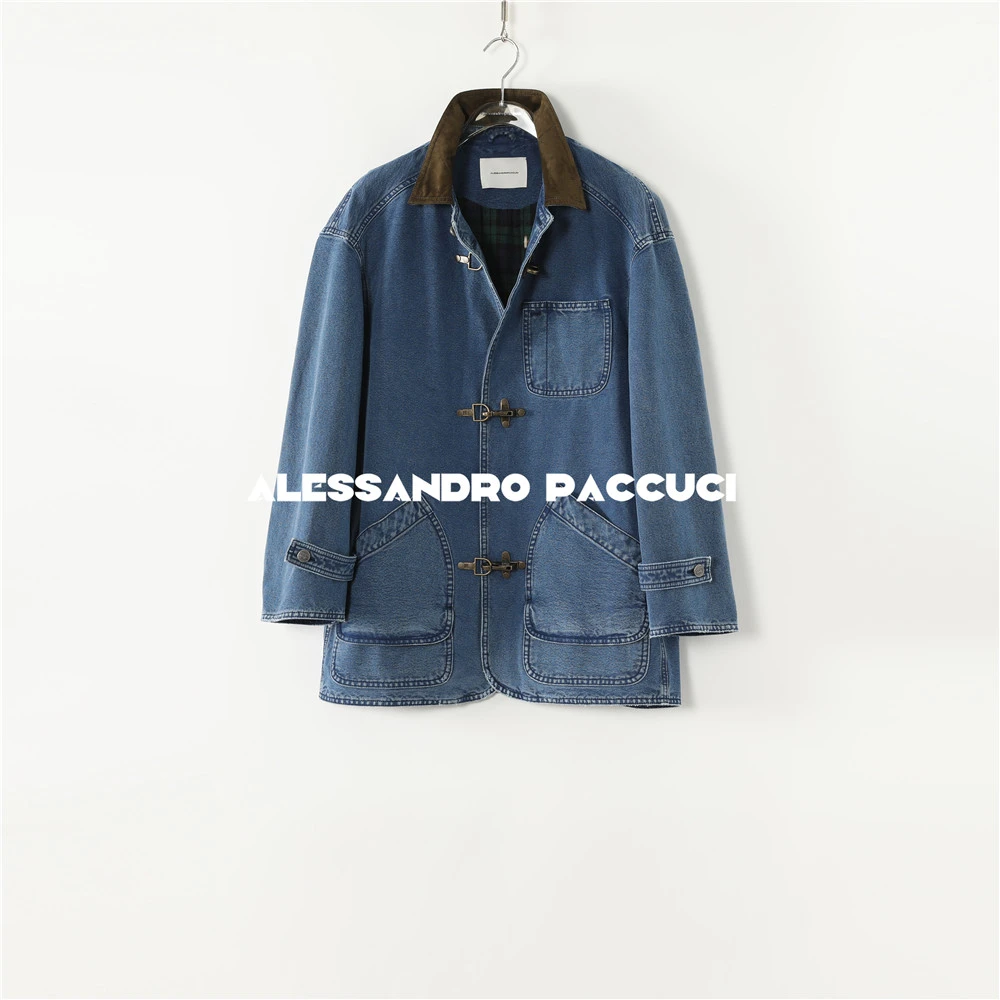 AP洛哥53025NW【丹宁记忆】棉+莱赛尔撞色领子宽松休闲时尚牛仔外套