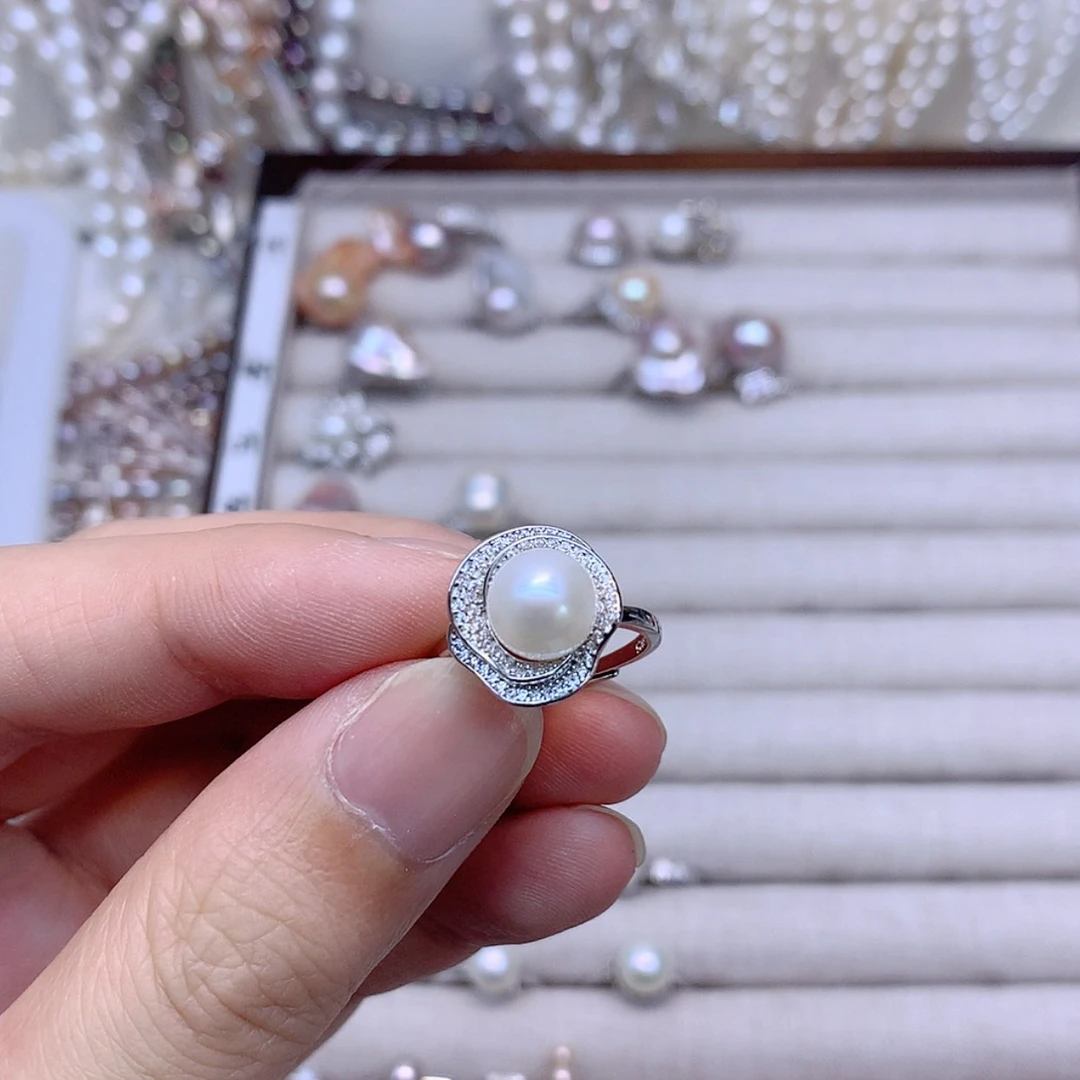 【闪购商品】银S925镶嵌戒指淡水珍珠