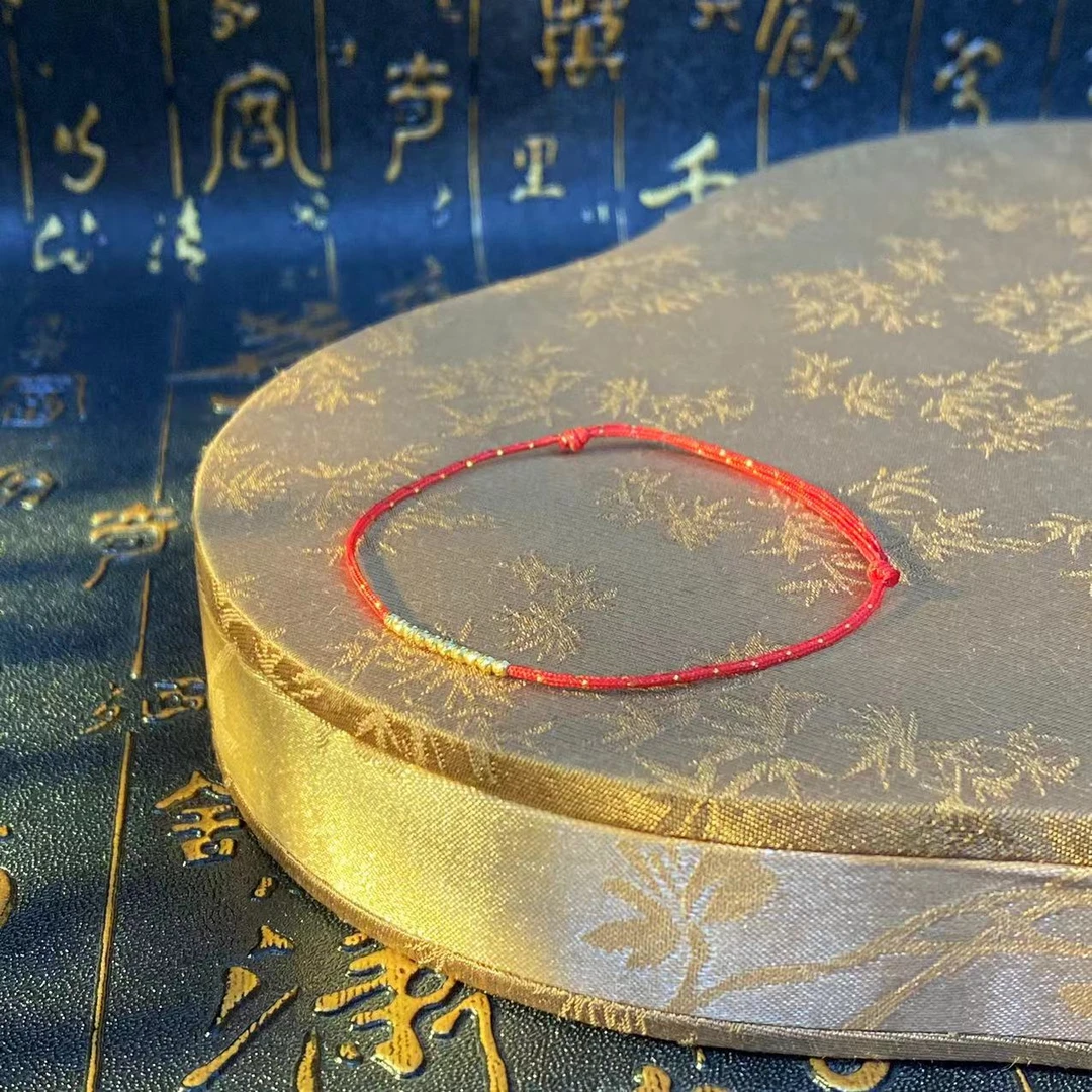 18k金红手绳 爆闪蹦迪珠红手绳