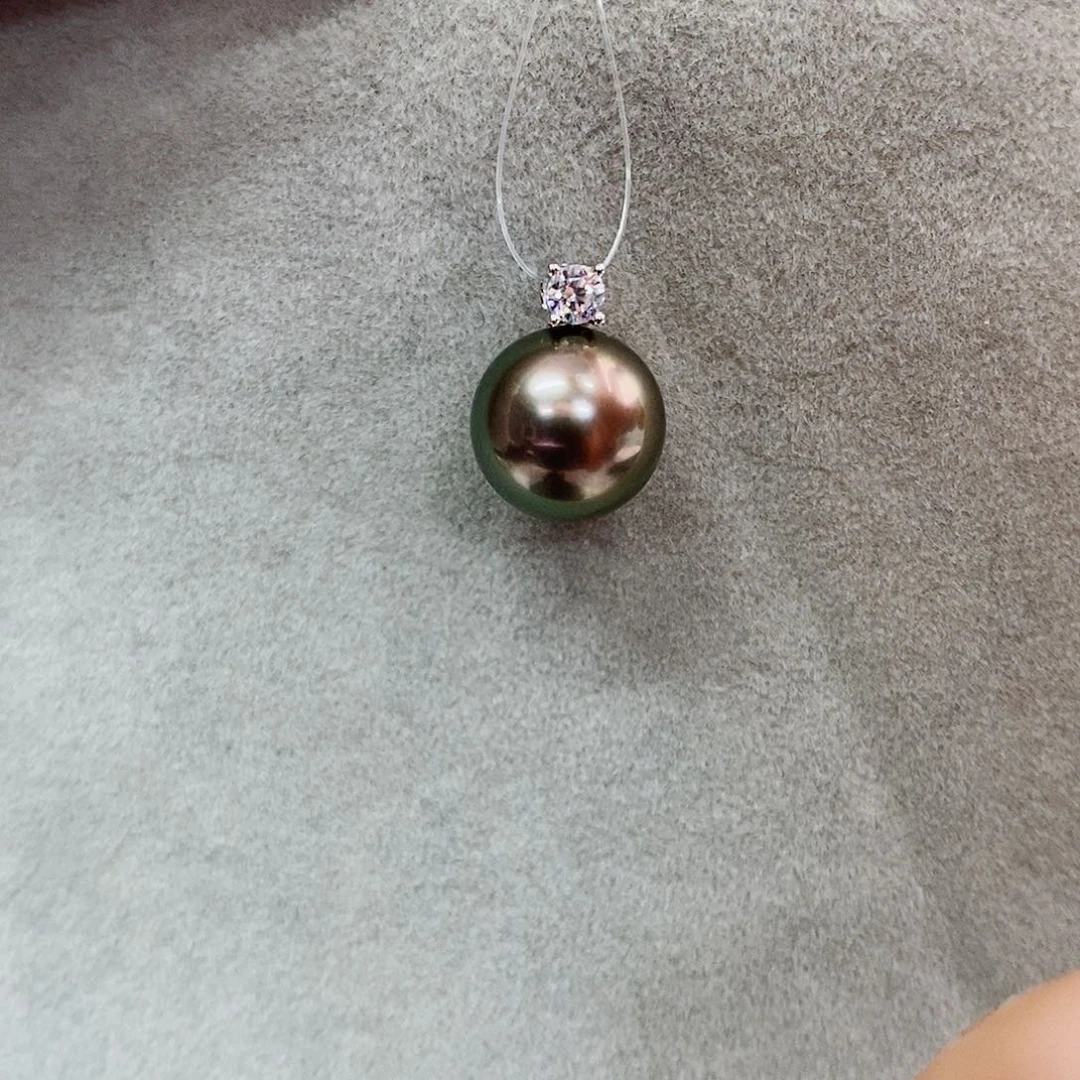 吊坠(不含链)银S925镶嵌海水珍珠10-11