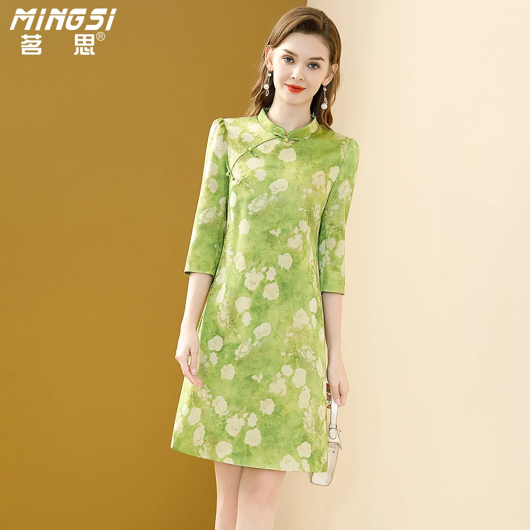 茗思清冷系禅意衣服女新中式连衣裙秋季2025新款国风改良旗袍裙子