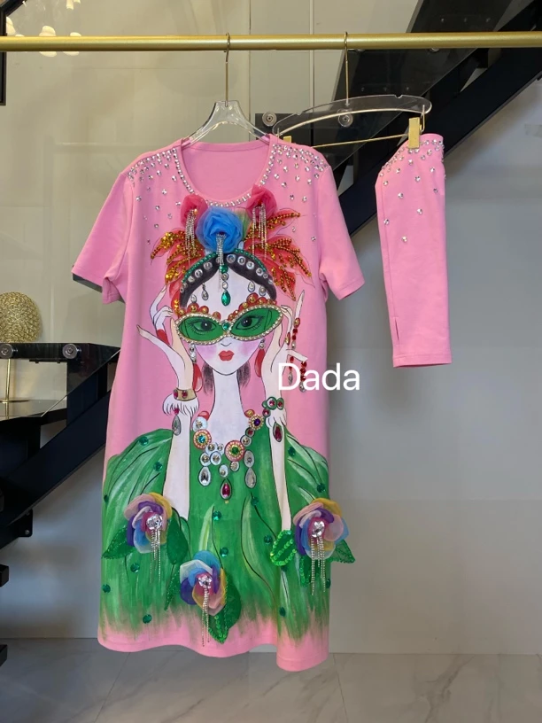 Dada设计款新款重工个性款休闲宽松手绘短袖T恤C11073