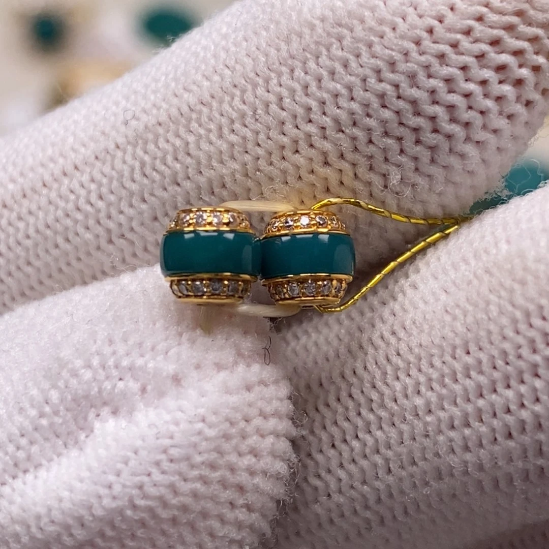 18K金镶嵌绿松石汉堡珠350//5.5m m