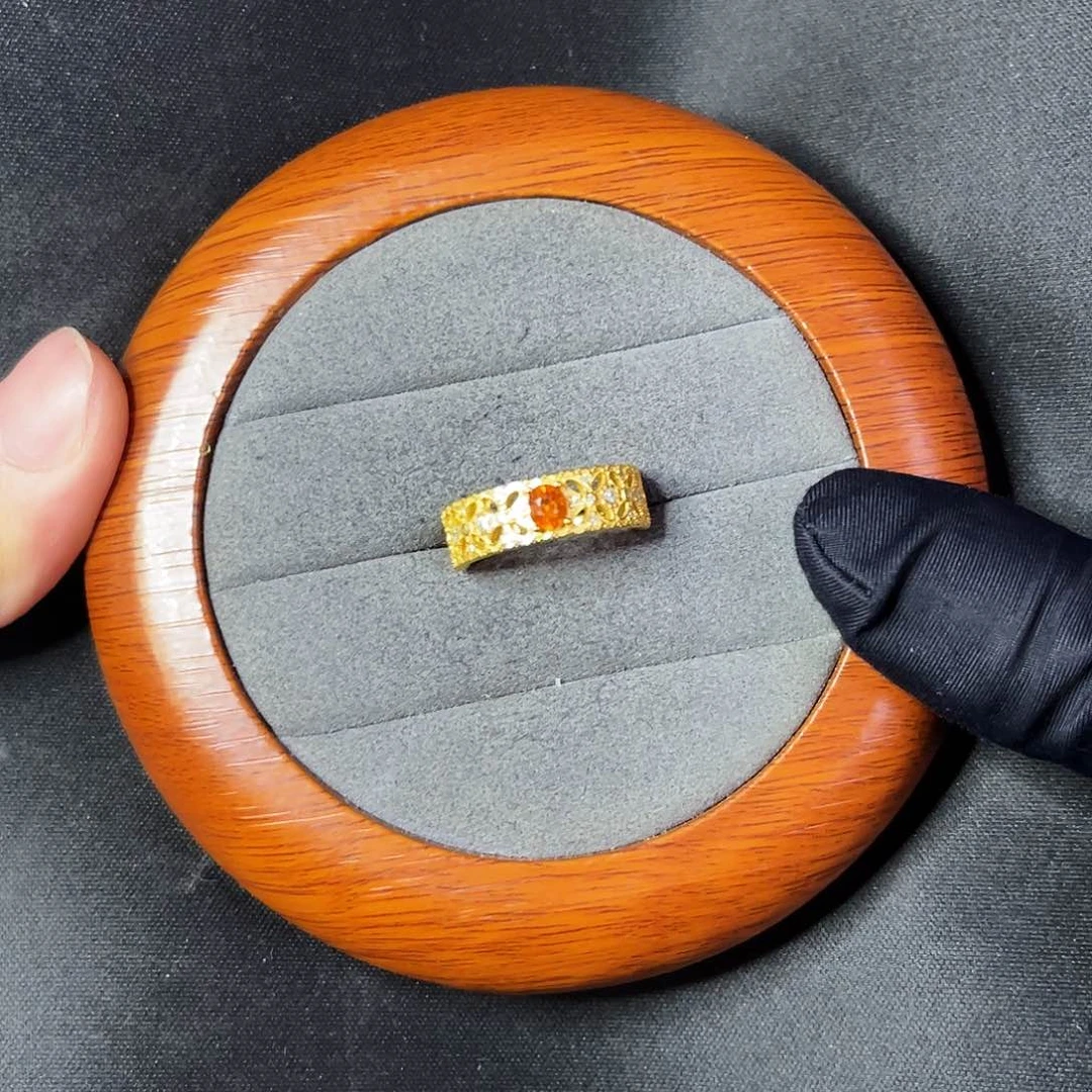 石榴石（芬达石）戒指银S925镶嵌芬达石