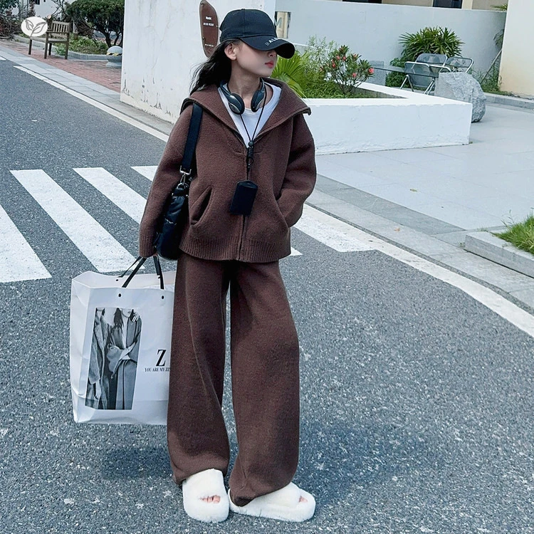 童泰【断码】童装女童加厚毛衣套装2025年儿童秋冬打底衫针织开衫