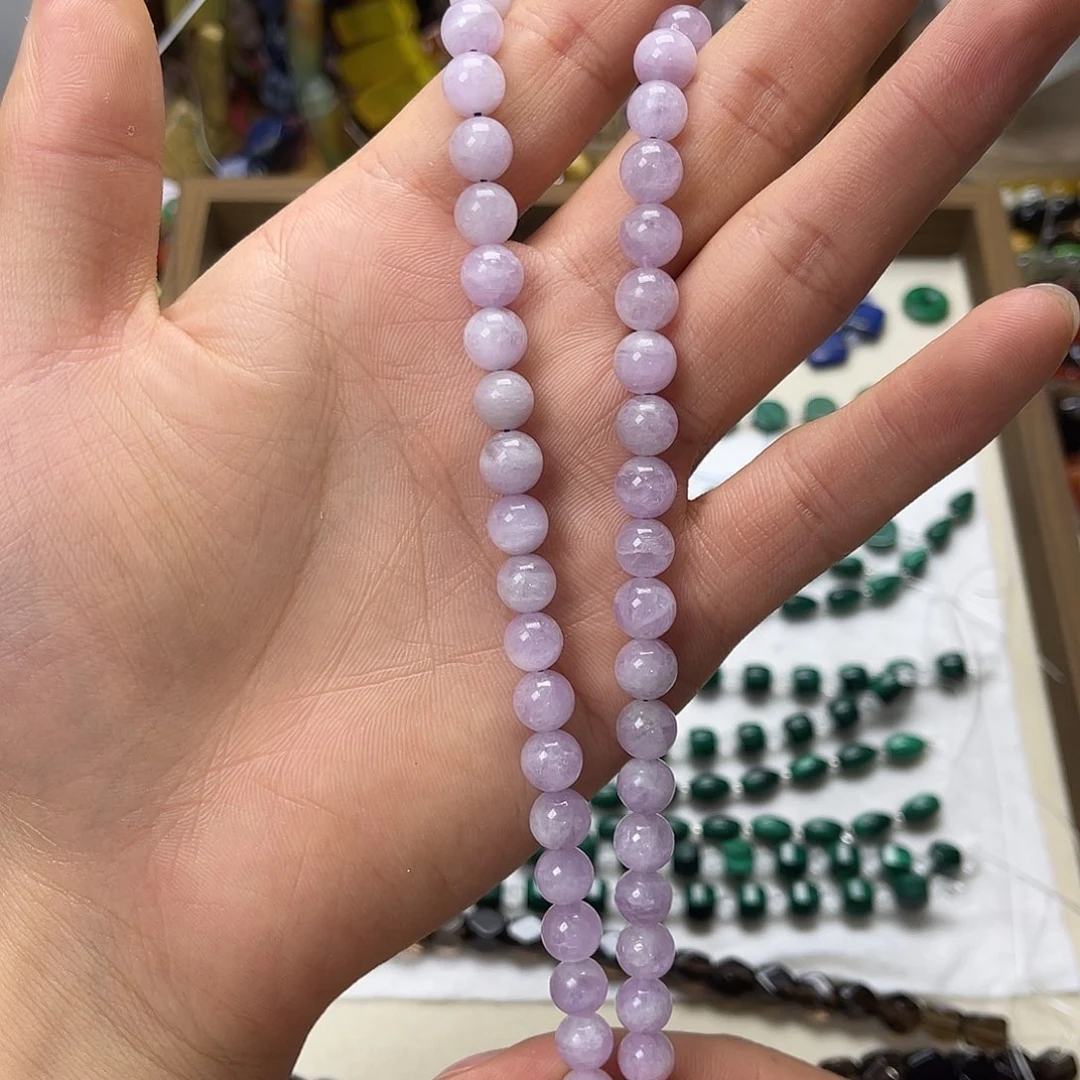 玛瑙/玉髓未镶嵌珠宝半成品卡8紫理辉圆珠一条