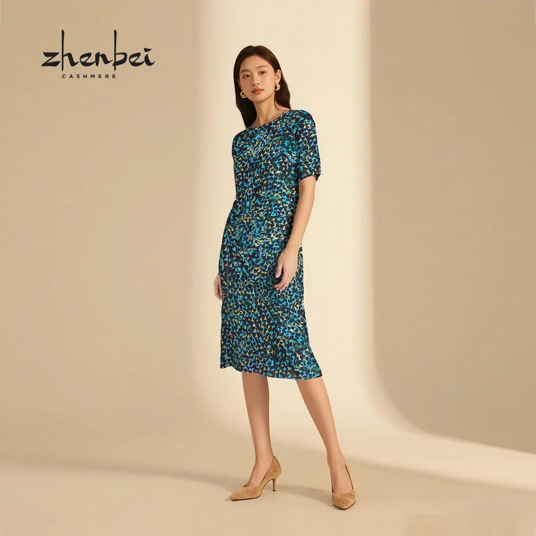 ZB/珍贝春夏新品 桑蚕丝印花女裙/H104332