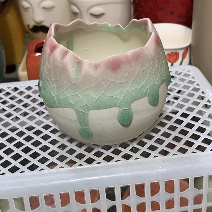 摆件陶盆有孔 微瑕介意勿拍