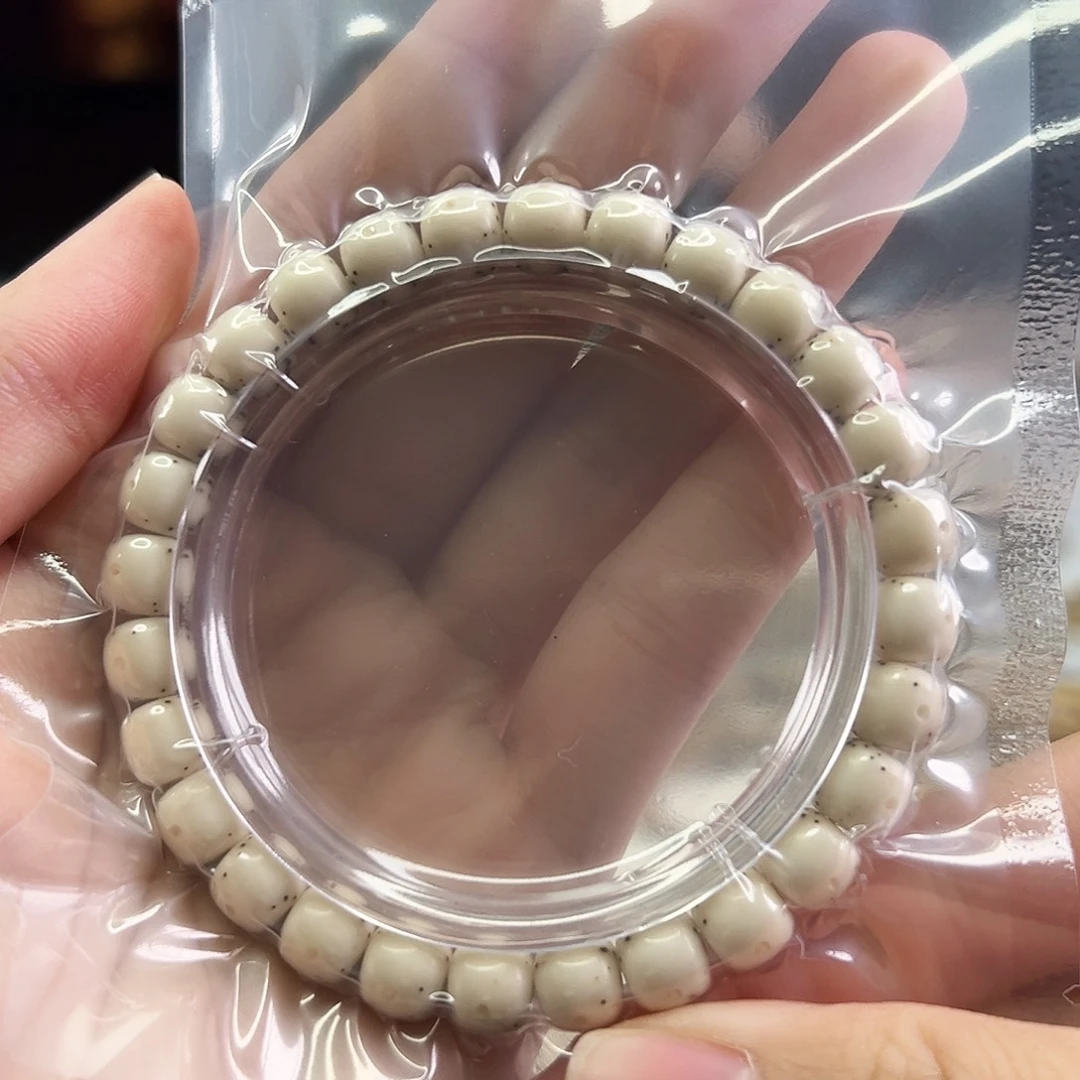 手串星月菩提Fqh8*7骨瓷白 大光头贯穿通体 颗粒星