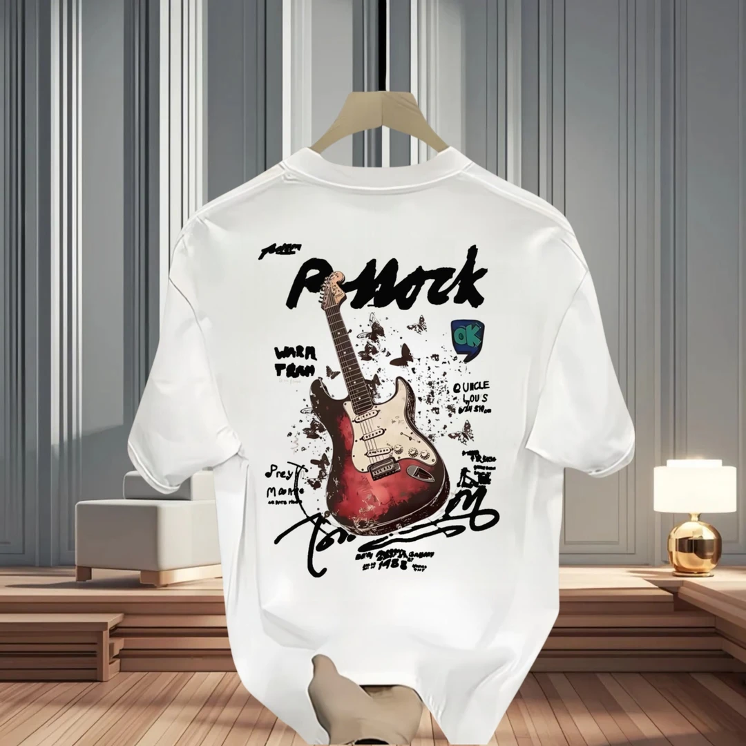 夏季重磅纯棉短袖半袖T恤潮流个性图案设计男士圆领百搭柔软舒适