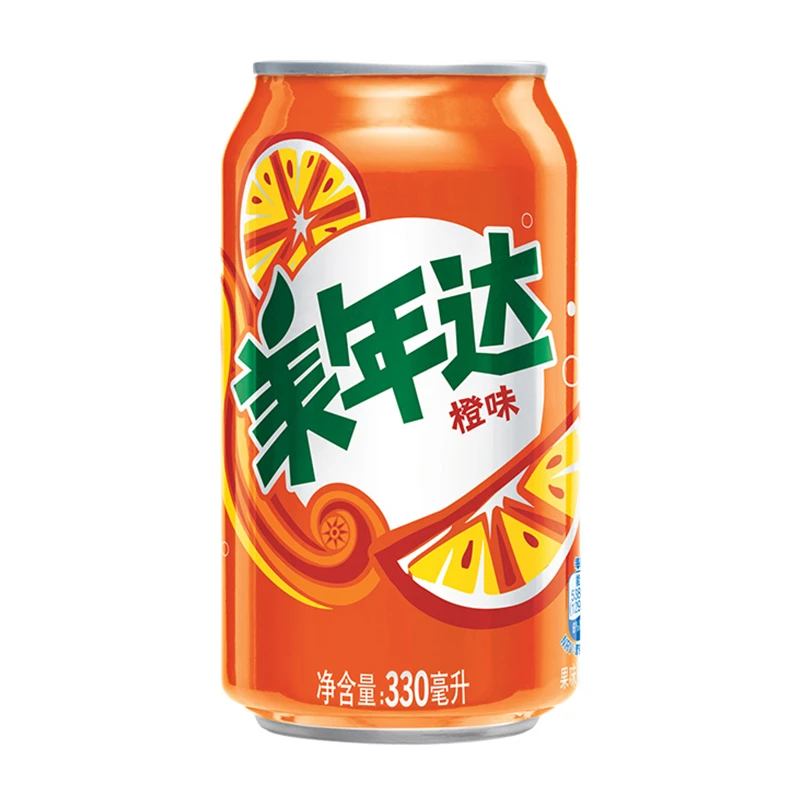 美年达橙味易拉罐330ml*24罐夏日必备饮品饮料