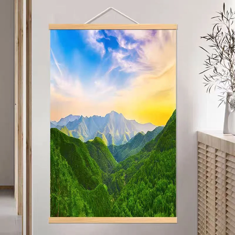 有山无水靠山画黄山泰山高山风景景色办公室客厅玄关挂壁画背景图