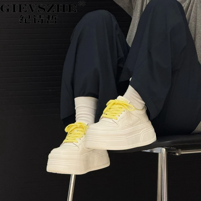 纪诗哲厚底增高透气小白鞋女百搭休闲板鞋运动娃娃头松糕底摇摇鞋