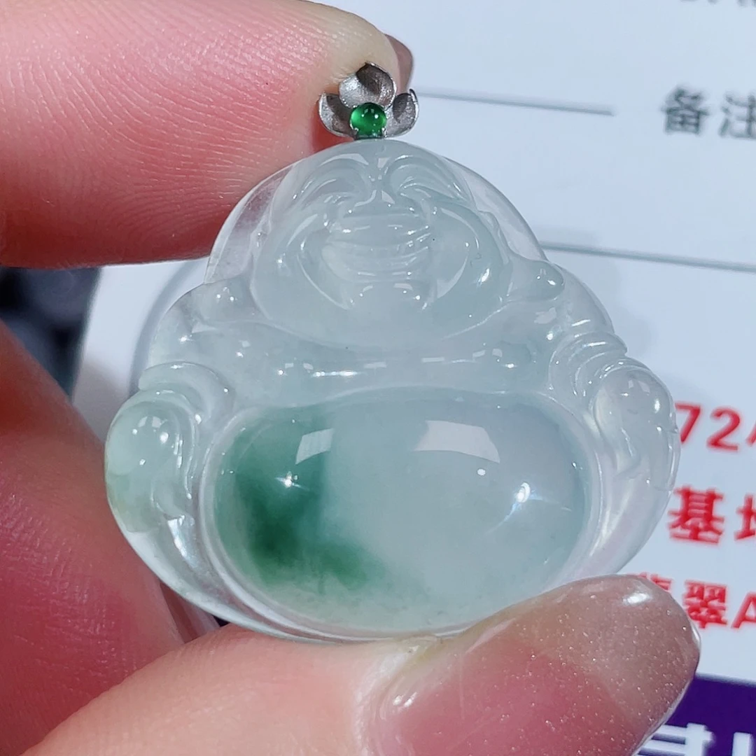 颈饰18K金镶嵌翡翠佛公
