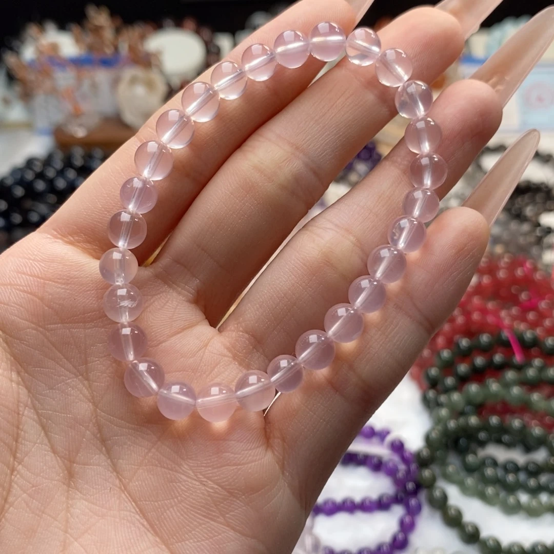 水晶手链未镶嵌高品近净体水透体马粉6+