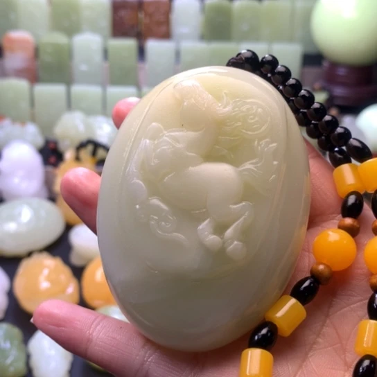 石材方解石手把件